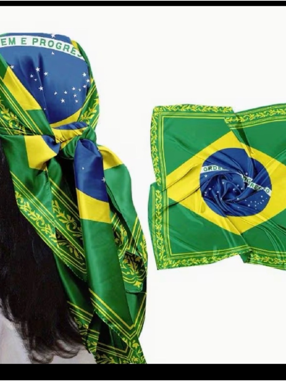 Brazil Flag Green and Yellow Square Scarf